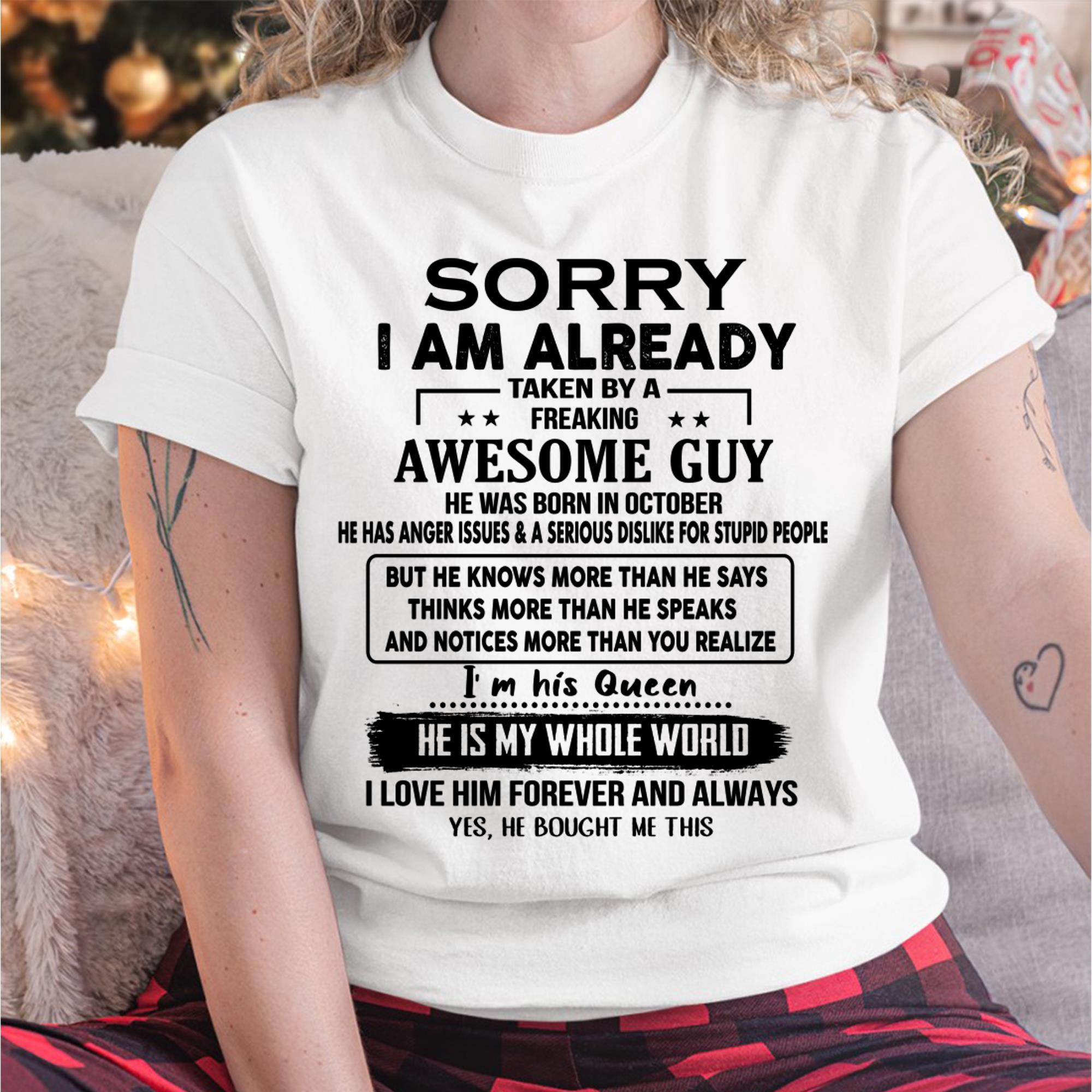 October - Awesome Guy - Perfect gift for your girlfriend or wife  From Husband - NGHL10 (SKUT08-11-10)