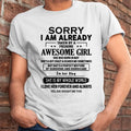 May - Sorry I Am Already Taken By A Freaking Awesome Girl - Gift For Husband From Wife - NGHL05 (SKU-TSRGIRL-05)