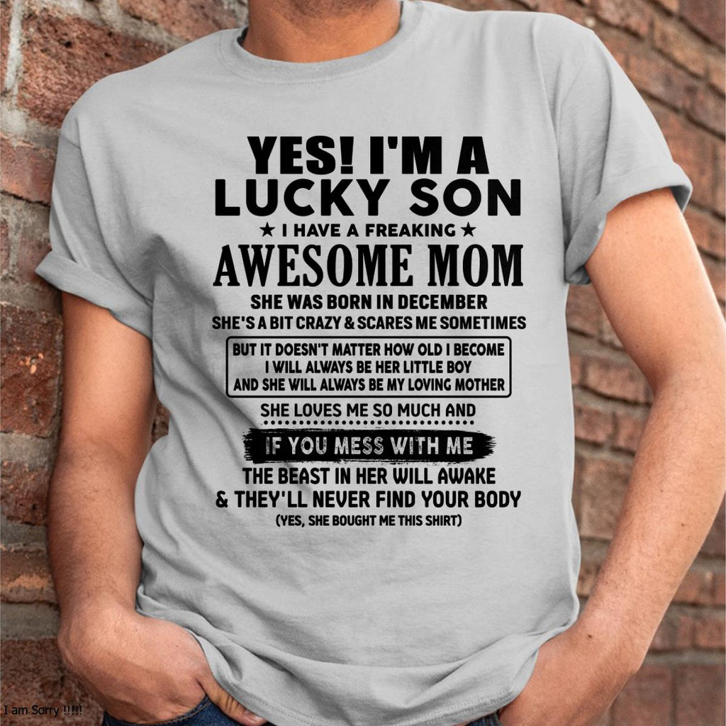December - I am Lucky Son - Gift For Son From Mom - NGHL12 - (SKU-T1206LMS-12)