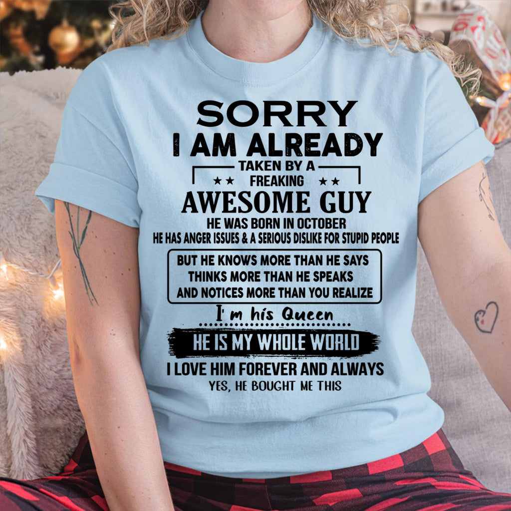 October - Awesome Guy - Perfect gift for your girlfriend or wife  From Husband - NGHL10 (SKUT08-11-10)