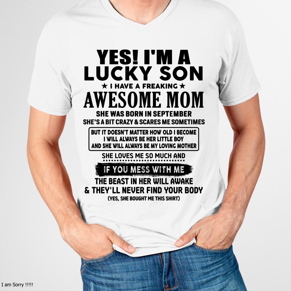 September - I am Lucky Son - Gift For Son From Mom - NGHL09 - (SKU-T1206LMS-09)