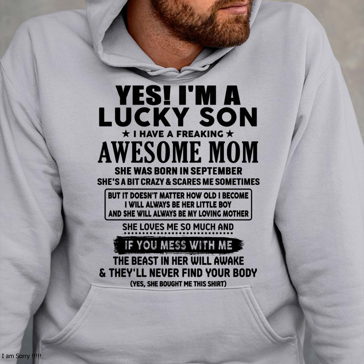 September - I am Lucky Son - Gift For Son From Mom - NGHL09 - (SKU-T1206LMS-09)