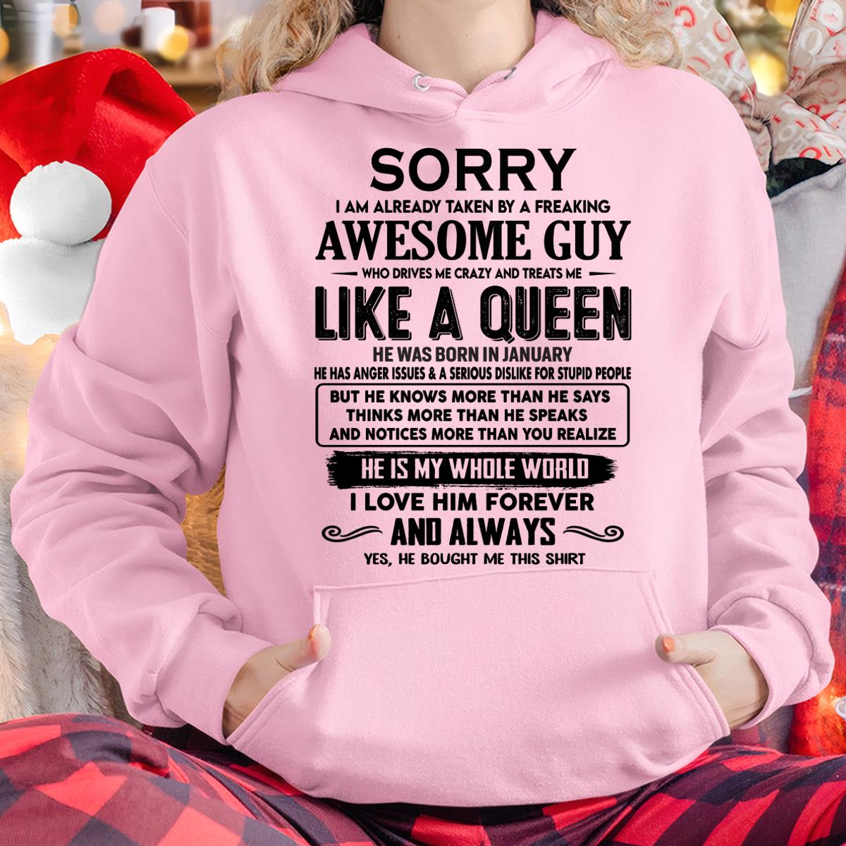 January - Sorry I am already taken by a freaking awesome guy - Gift for Wife From Husband - NGHL01 (SKU-SRG-01)