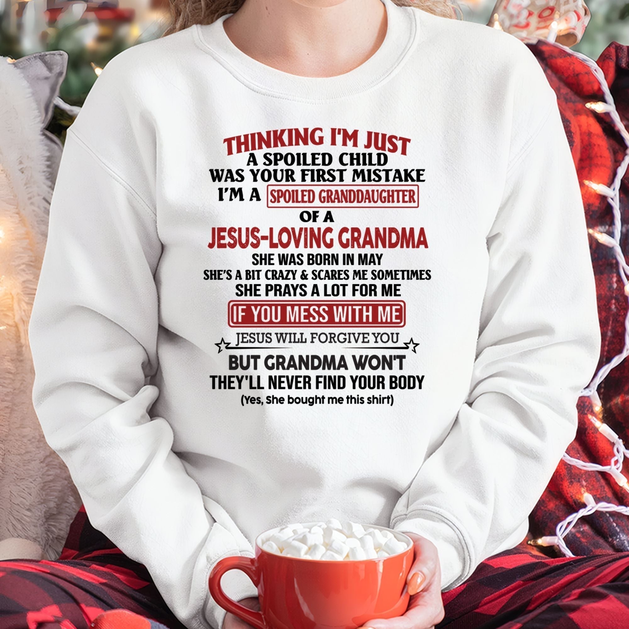 Christian Girl Shirt – Spoiled by Grandma May Edition – From Grandma to Granddaughter NGHL05 (SKU07-181-05)
