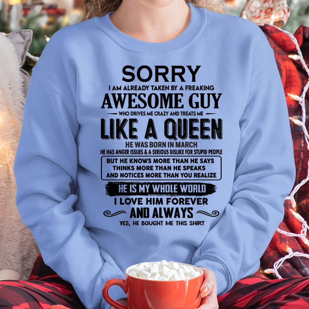 March - Sorry I am already taken by a freaking awesome guy - Gift for Wife From Husband - NGHL03 (SKU-SRG-03)
