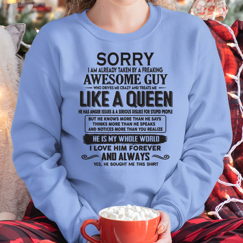 Sorry I am already taken by a freaking awesome guy - Gift for Wife From Husband - NGHL00 (SKU08-25-00)