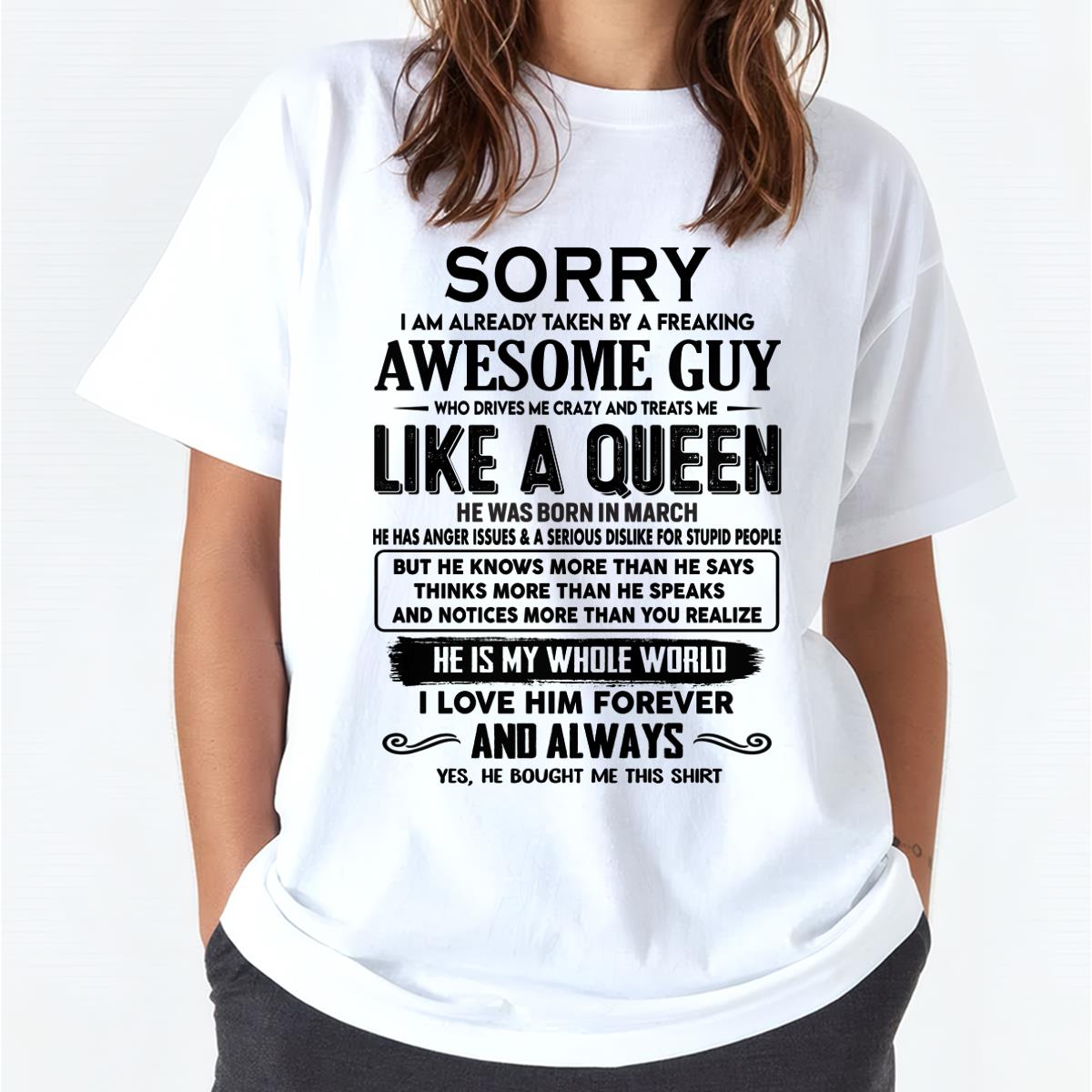 March - Sorry I am already taken by a freaking awesome guy - Gift for Wife From Husband - NGHL03 (SKU-SRG-03)
