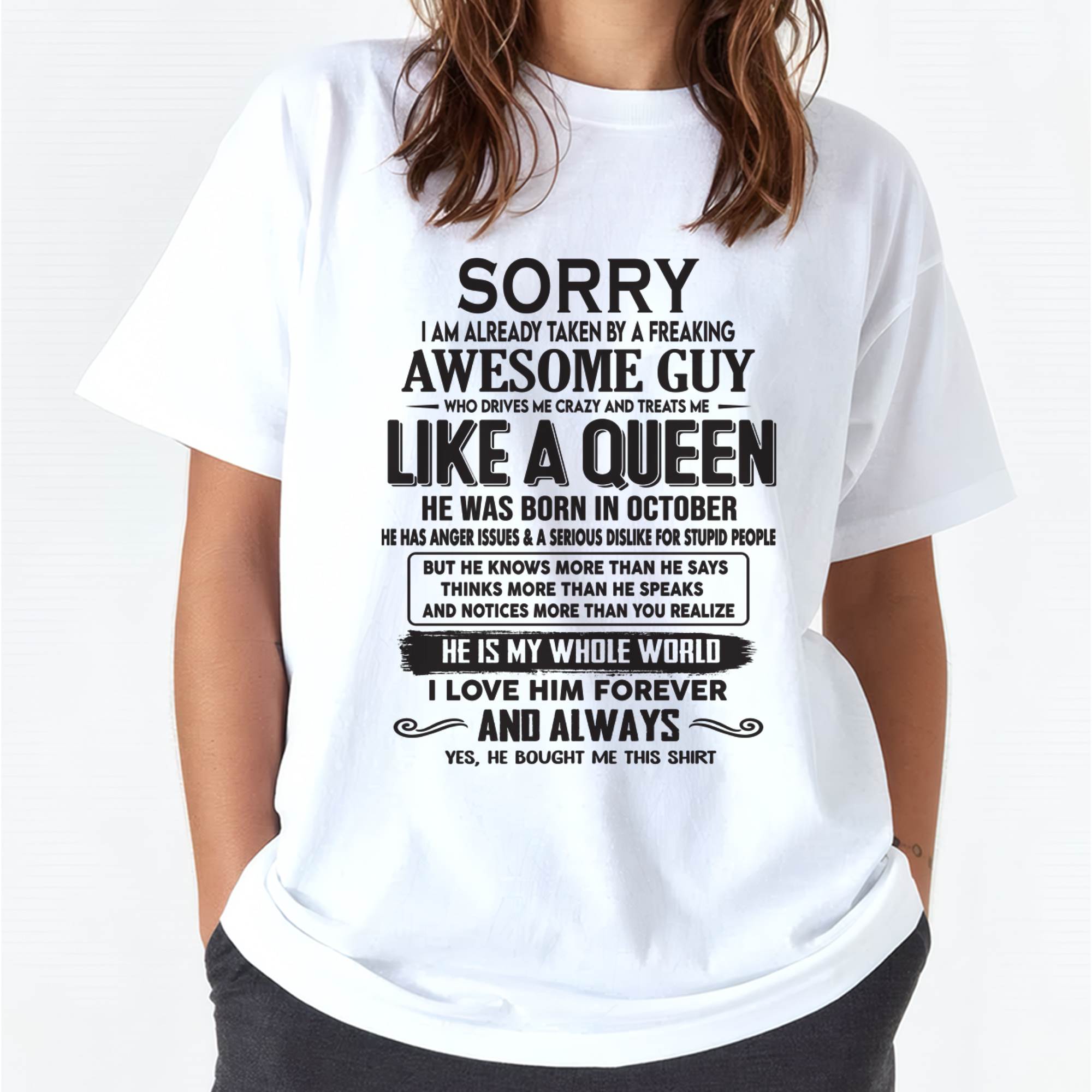 October - Sorry I am already taken by a freaking awesome guy - Gift for Wife From Husband - NGHL10 (SKU08-25-10)