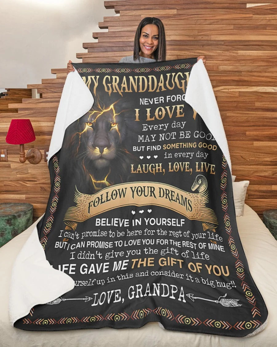 BLANKET FOR GRANDDAUGHTER – COMFORT & WARMTH GIFT FROM GRANDPA  Sherpa Fleece Quilt Blanket NTTD00 (SKUB09-44)
