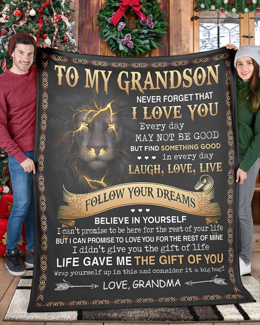 BLANKET FOR GRANDSON – COMFORT & WARMTH GIFT FROM GRANDMA  Sherpa Fleece Quilt Blanket NTTD00 (SKUB09-43)