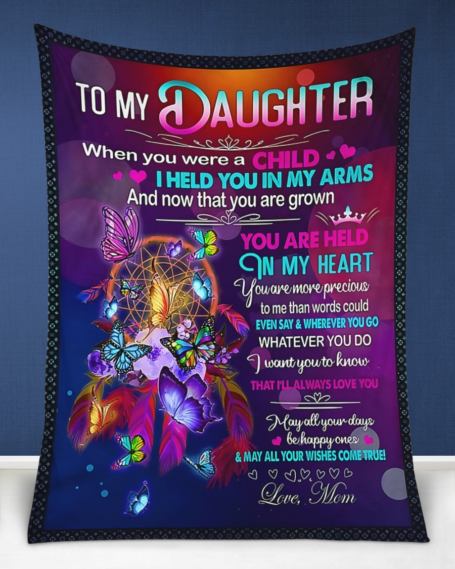 TO MY DAUGHTER - GIFT FOR DAUGHTER - Sherpa Fleece Quilt Blanket (SKUB-BLK-MOM00)