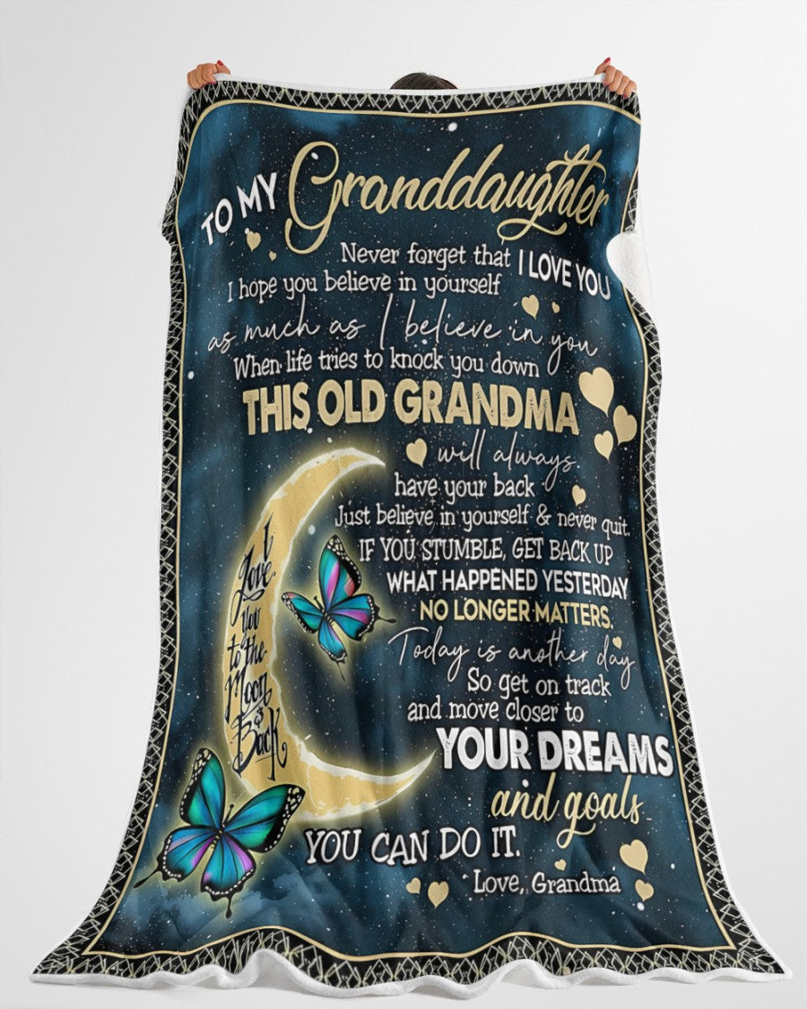 BLANKET FOR GRANDDAUGHTER – COMFORT & WARMTH GIFT FROM GRANDMA  Sherpa Fleece Quilt Blanket NGHL00 (SKUB-BLK-GMD2)