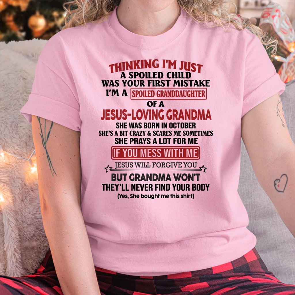 Christian Girl Shirt – Spoiled by Grandma October Edition – From Grandma to Granddaughter NGHL10 (SKU07-181-10)