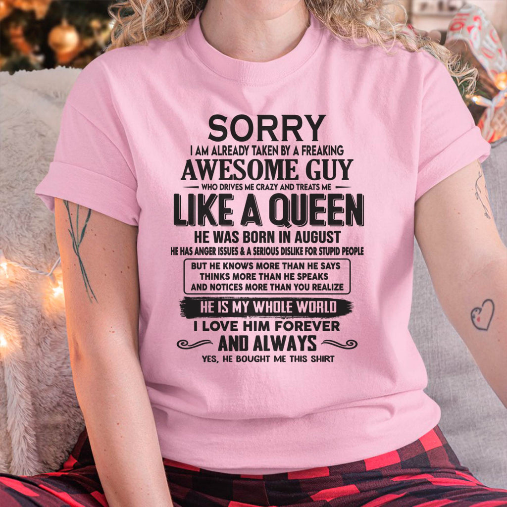 August - Sorry I am already taken by a freaking awesome guy - Gift for Wife From Husband - NGHL08 (SKU08-25-08)