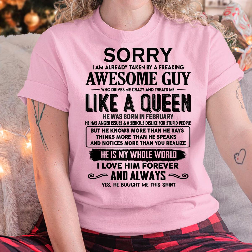 February - Sorry I am already taken by a freaking awesome guy - Gift for Wife From Husband - NGHL02 (SKU-SRG-02)