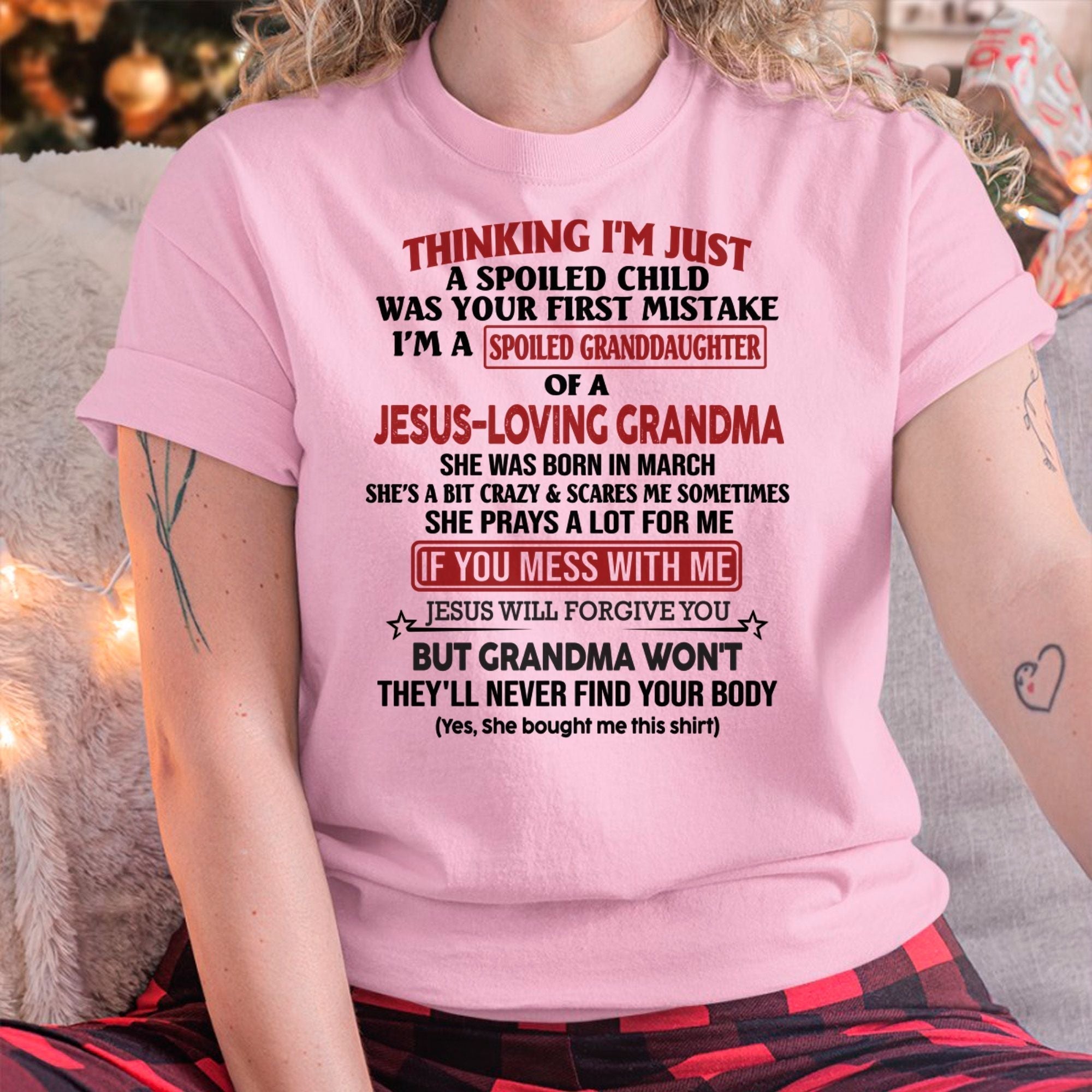 Christian Girl Shirt – Spoiled by Grandma March Edition – From Grandma to Granddaughter NGHL03 (SKU07-181-03)