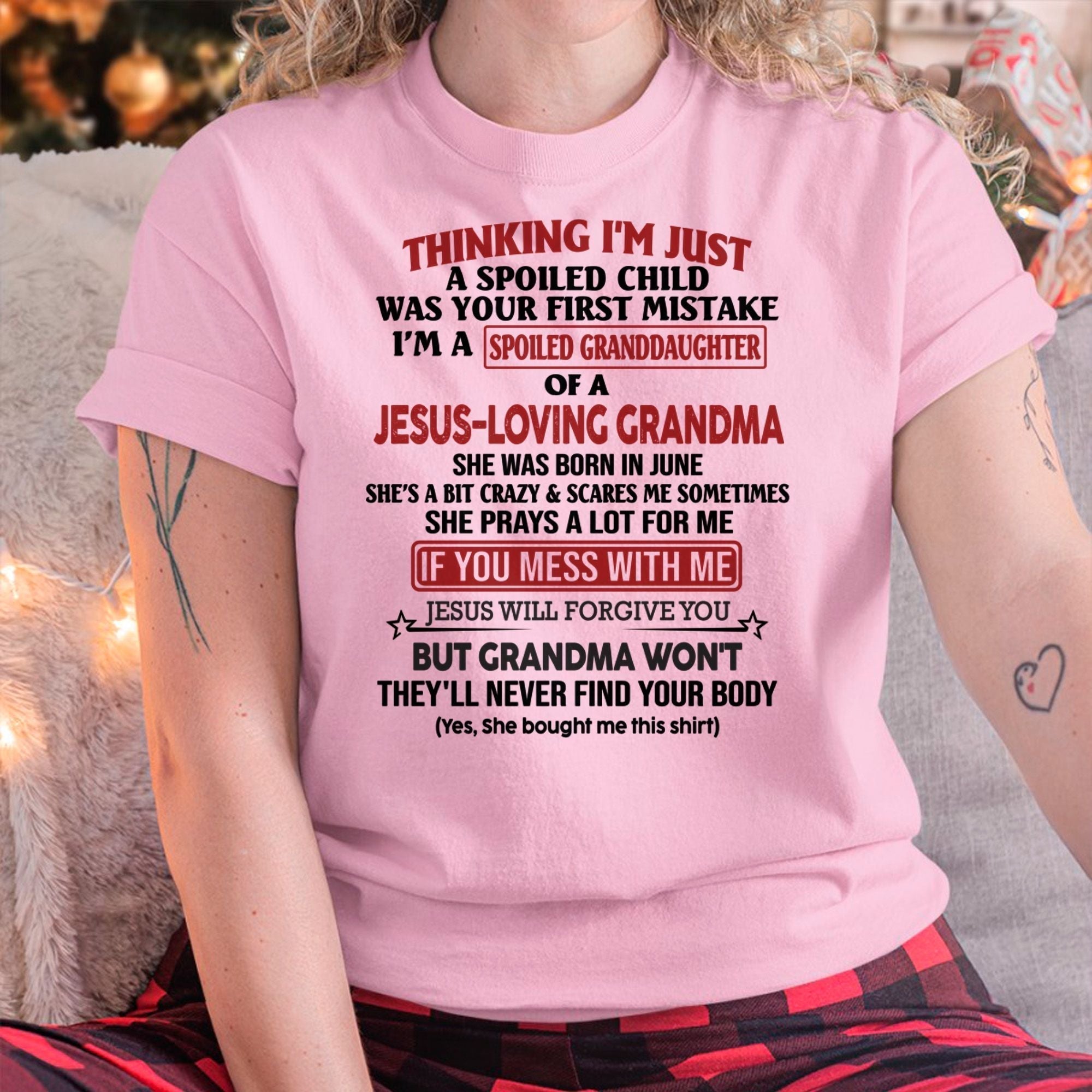 Christian Girl Shirt – Spoiled by Grandma June Edition – From Grandma to Granddaughter NGHL06 (SKU07-181-06)