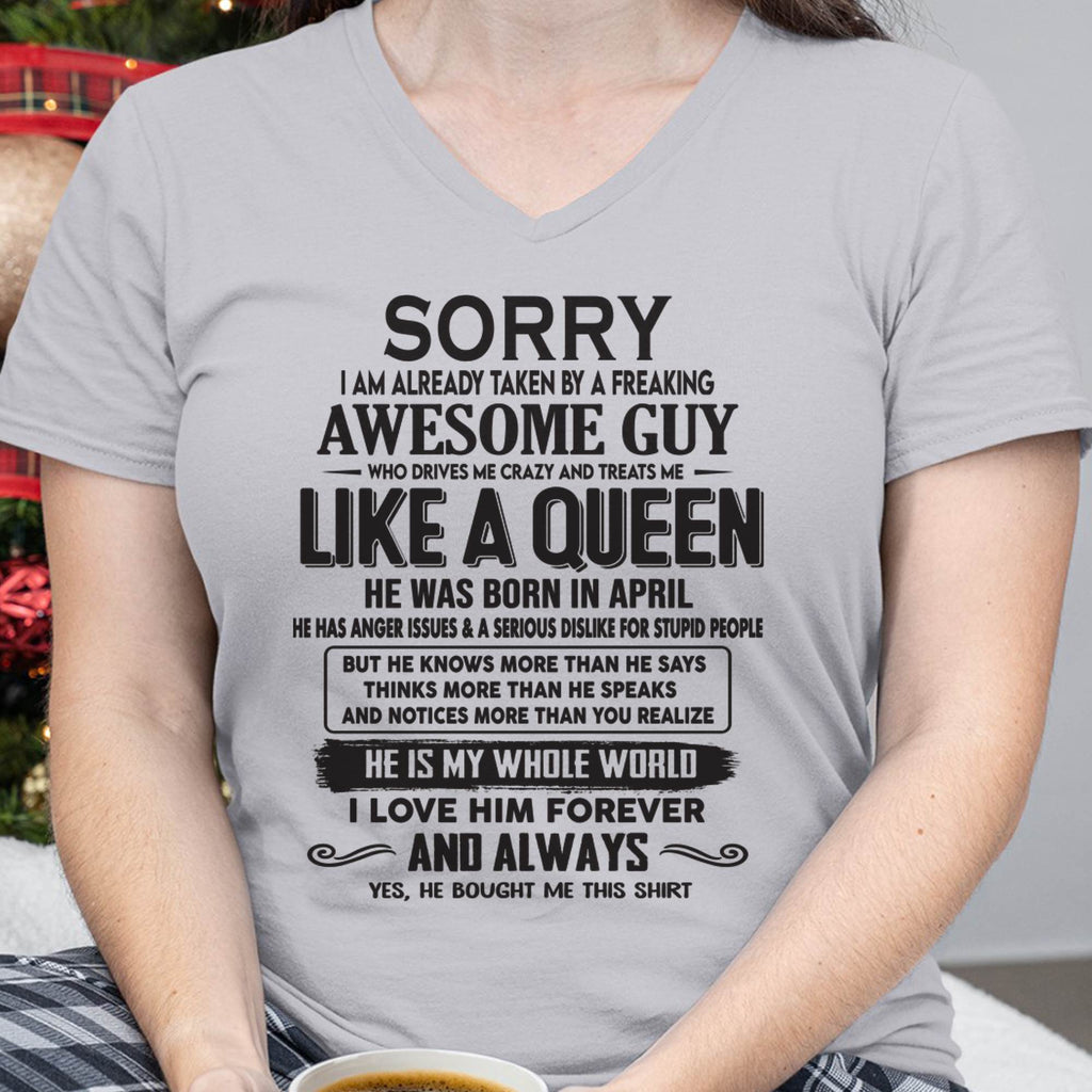 April - Sorry I am already taken by a freaking awesome guy - Gift for Wife From Husband - NGHL04 (SKU08-25-04)